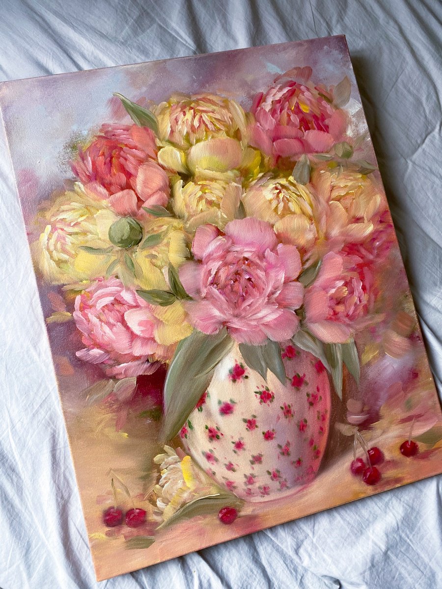 Peonies In The Vase By Anna Lyashenko, 20 X 26, Artwork For Sale On Artfinder