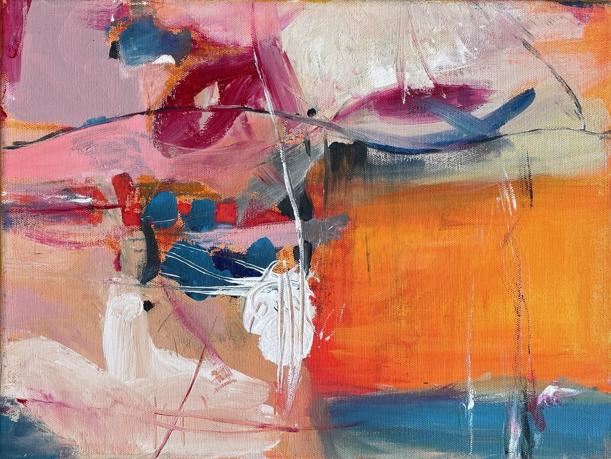 Geometric Abstract Acrylic Painting By Christel Haag, 16 X 12, Tears Of A Clown, Original Artwork