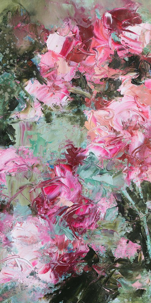 Impressionistic pink and green garden by Fabienne Monestier
