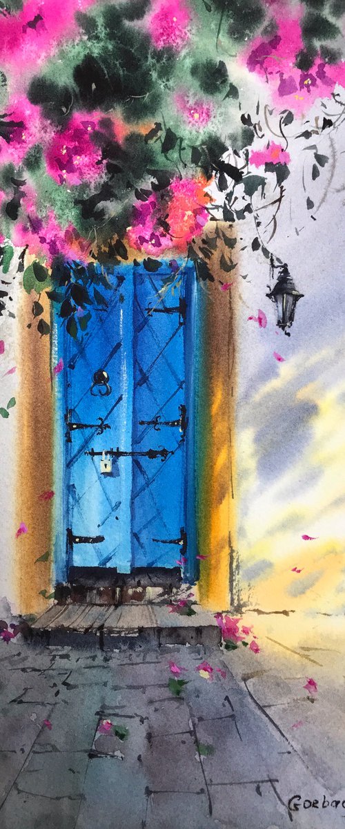 Greek village Door #2 by Eugenia Gorbacheva