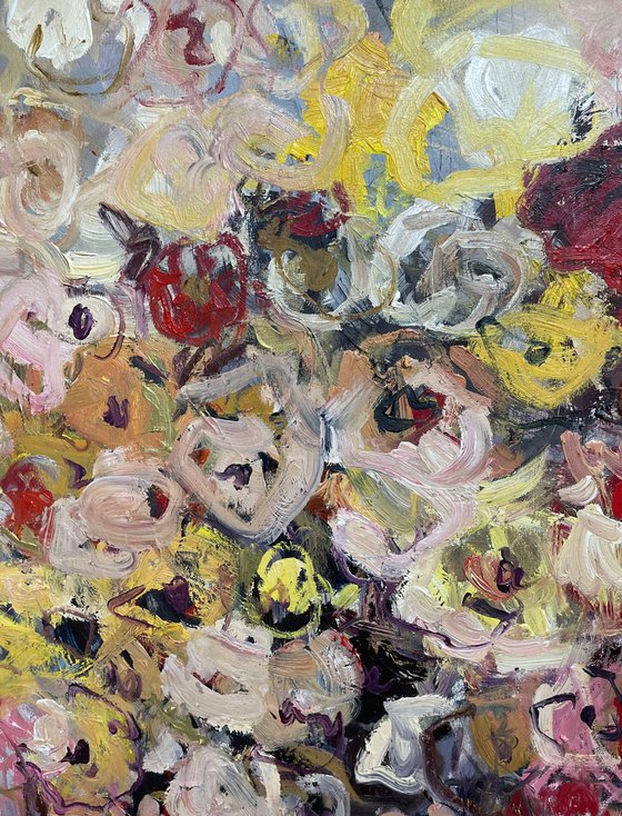 Vase of flowers.
