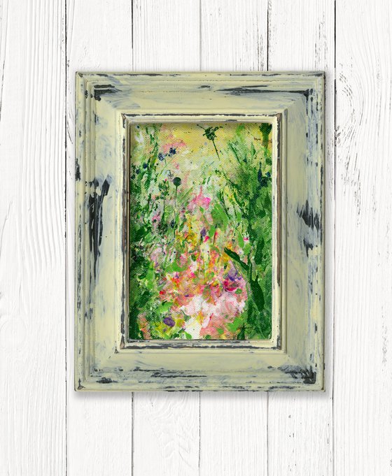 Shabby Chic Charm 25 - Framed Floral art in Painted Distressed Frame by Kathy Morton Stanion