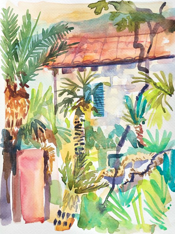 House with palms