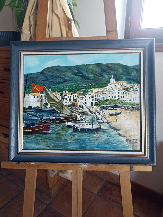 White village and boats