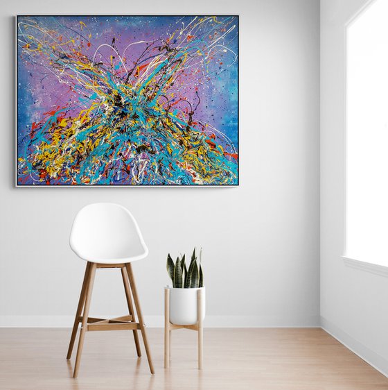 Unaly N-16 (H)123x(W)158 cm. Colorful Splash Abstract Painting