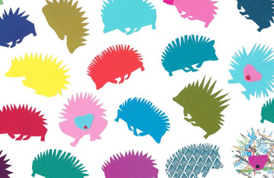 Hedgehogs looking for worms  (Hand-Cut Collage)