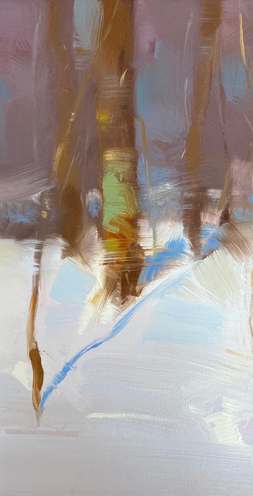 Winter Trees, Original oil painting, Handmade artwork, One of a kind by Vahe Yeremyan