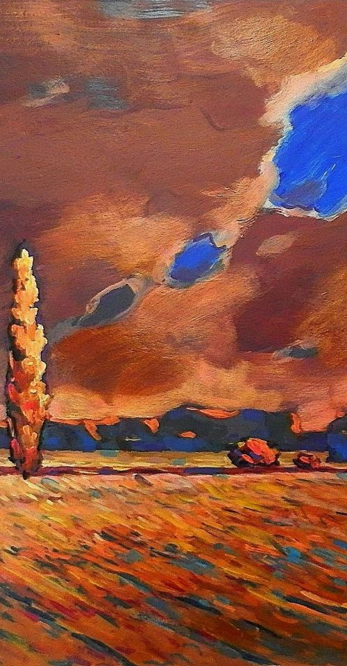 through the clouds, big original painting 100x80 cm by Sergey  Kachin