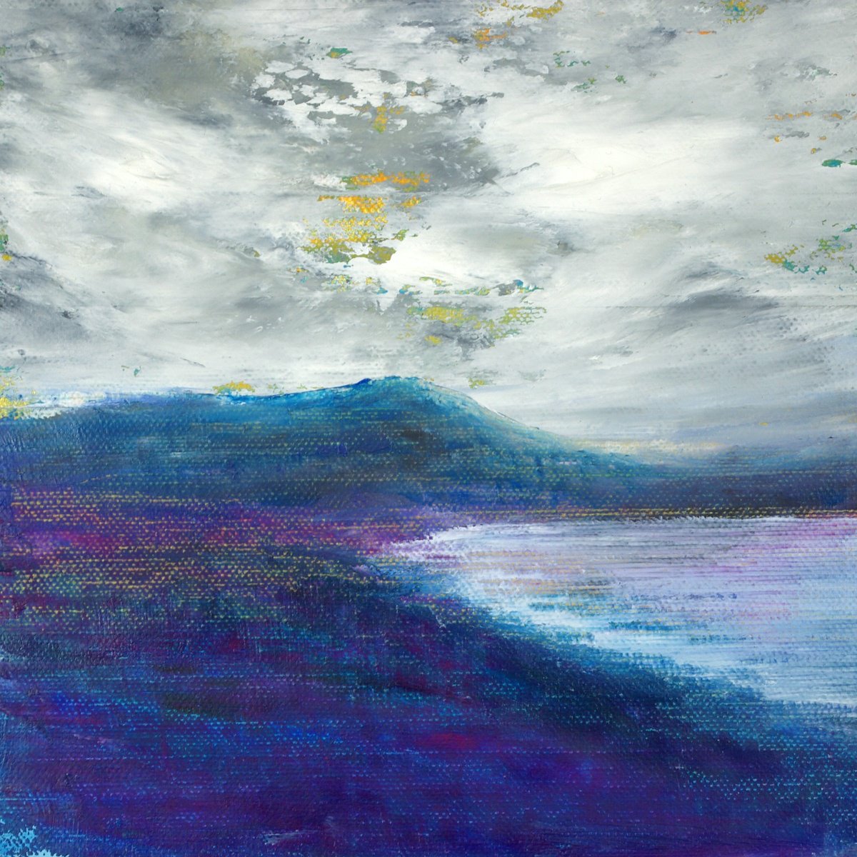 Impressionistic Landscape Acrylic Painting By Oconnart, 10 X 10", Loch Fraoch, Heather Loch, Original Artwork