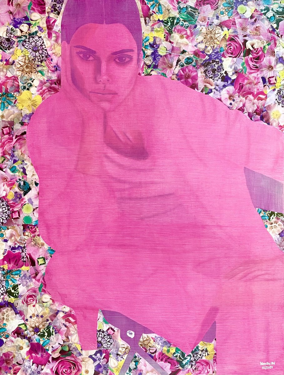 Urban And Pop Portrait Painting By Wencke Uhl, 24 X 31", Breakfast At Tiffany