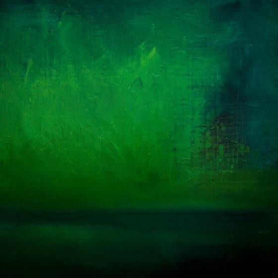 Green abstract painting Ocean waves Seascape