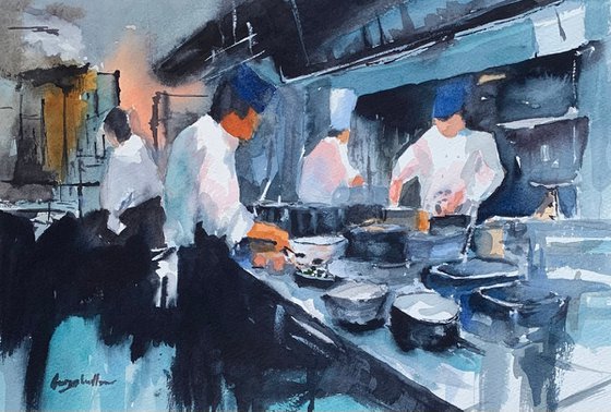 Chefs at work in the kitchen