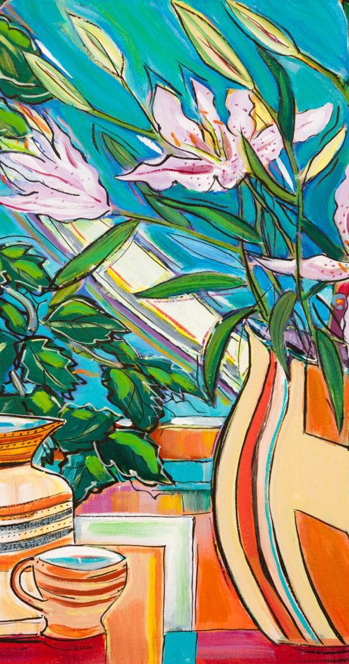 STILL LIFE WITH LILIES, VASE AND JUG by Diana Aungier-Rose