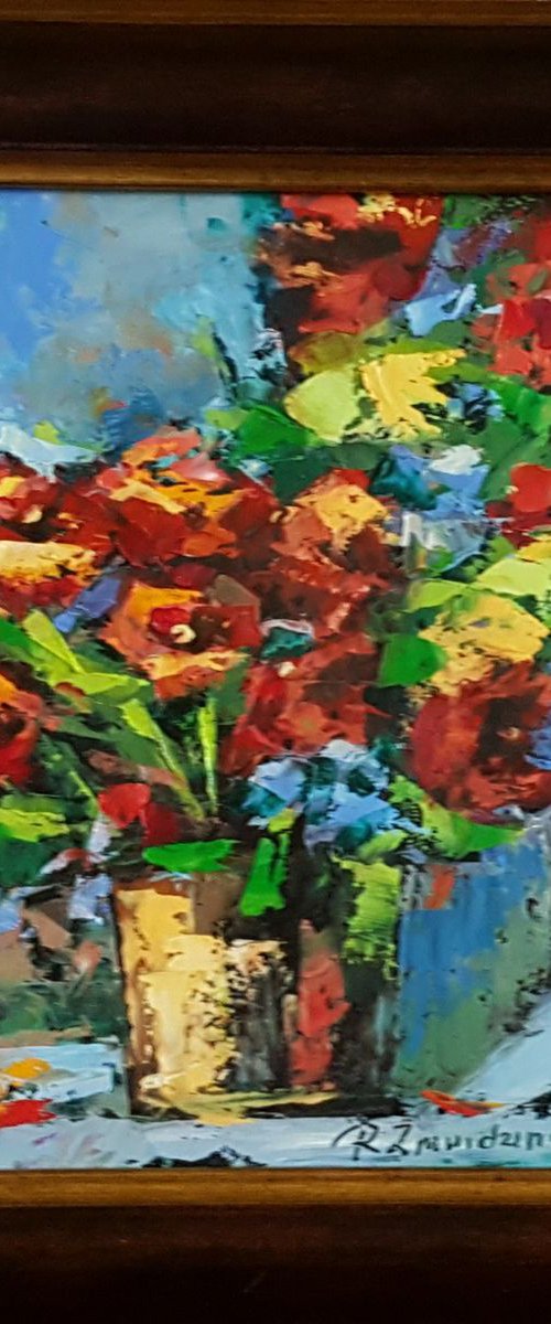 Red Flowers by Romas Zmuidzinavicius