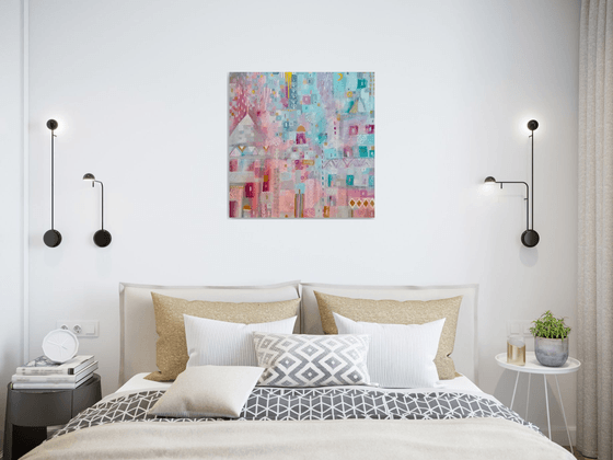 Abstract Painting, Geo Abstract City, large Canvas
