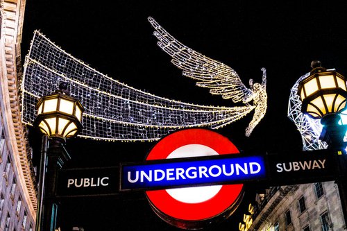 NIGHT TUBE : Regent street  (Limited edition  1/20) 18"X12" by Laura Fitzpatrick