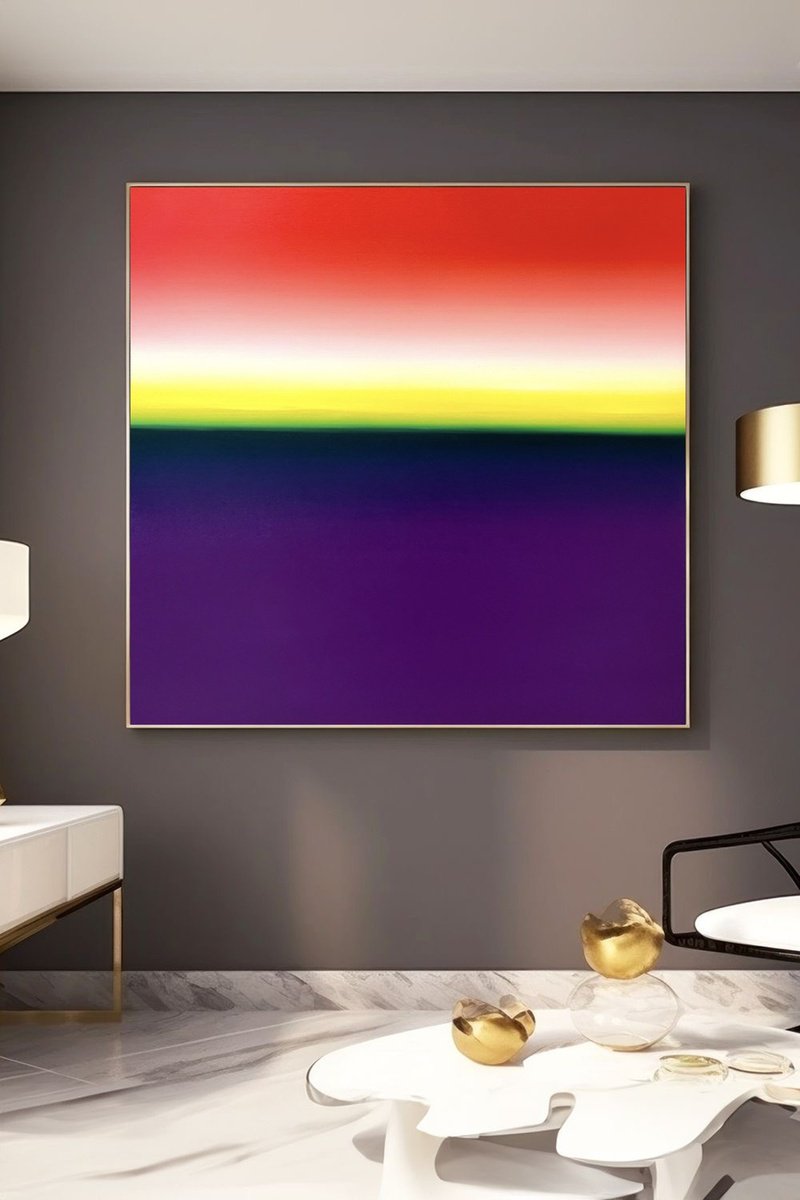 Surrealistic Landscape Oil Painting By Larissa Uvarova, 31 X 31", Deep Inside 91, Sunset, Original Artwork