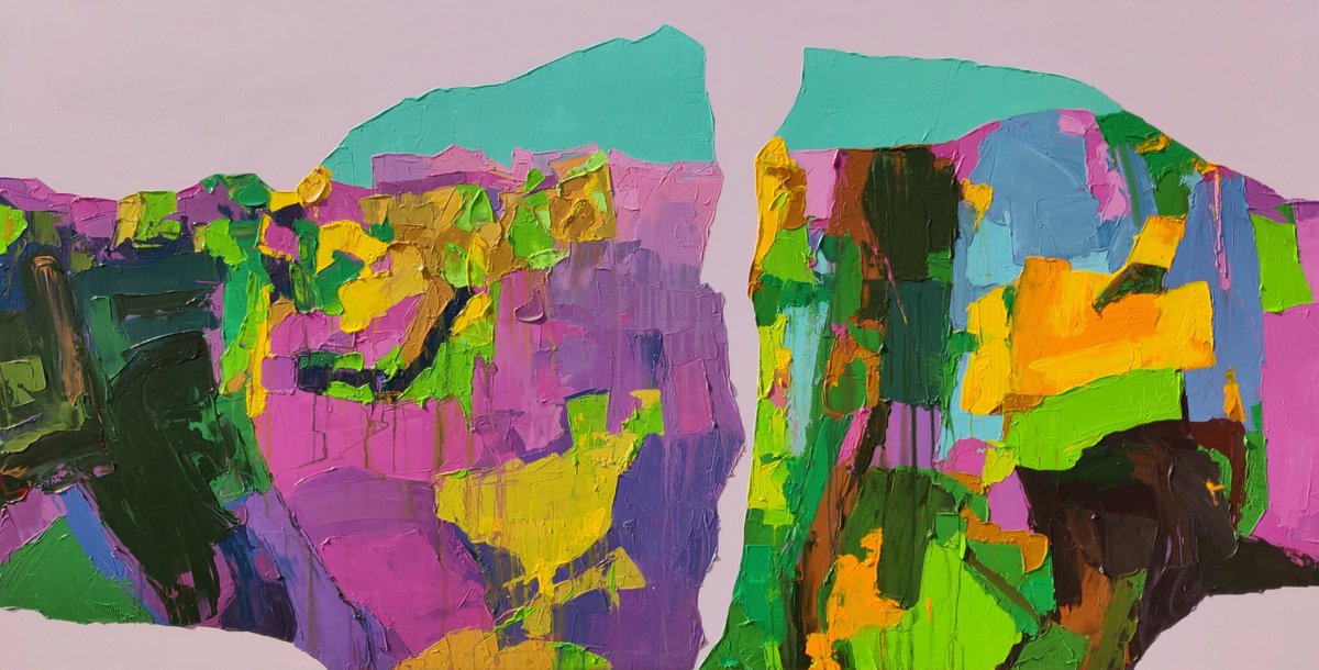 Abstract Acrylic Painting By Abhishek Kumar, 102 X 54, Spectrum Valley, Original Artwork