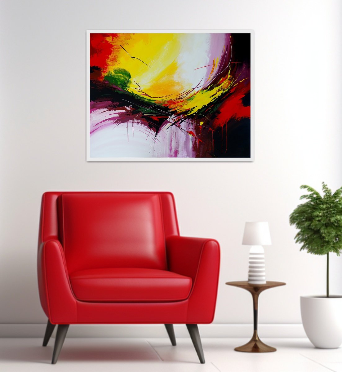 Expressive Abstract Acrylic Painting By Livien Rozen, 35 X 28", Dynamic Impulse, Original Artwork