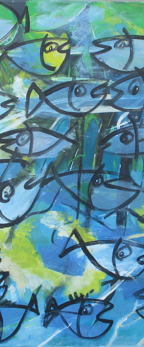 blue fishes jumping by Sonja Zeltner-Müller