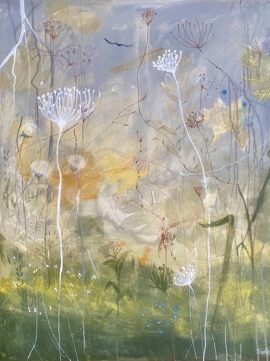 Organic Landscape Acrylic Painting By Alexandra Krasuska, 31 X 39, Autumn-Fly High!, Original Artwork