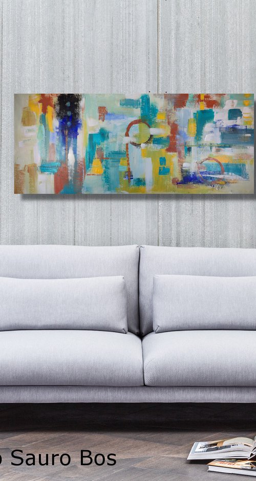 large paintings for living room/extra large painting/abstract Wall Art/original painting/painting on canvas 120x50-title-c757 by Sauro Bos