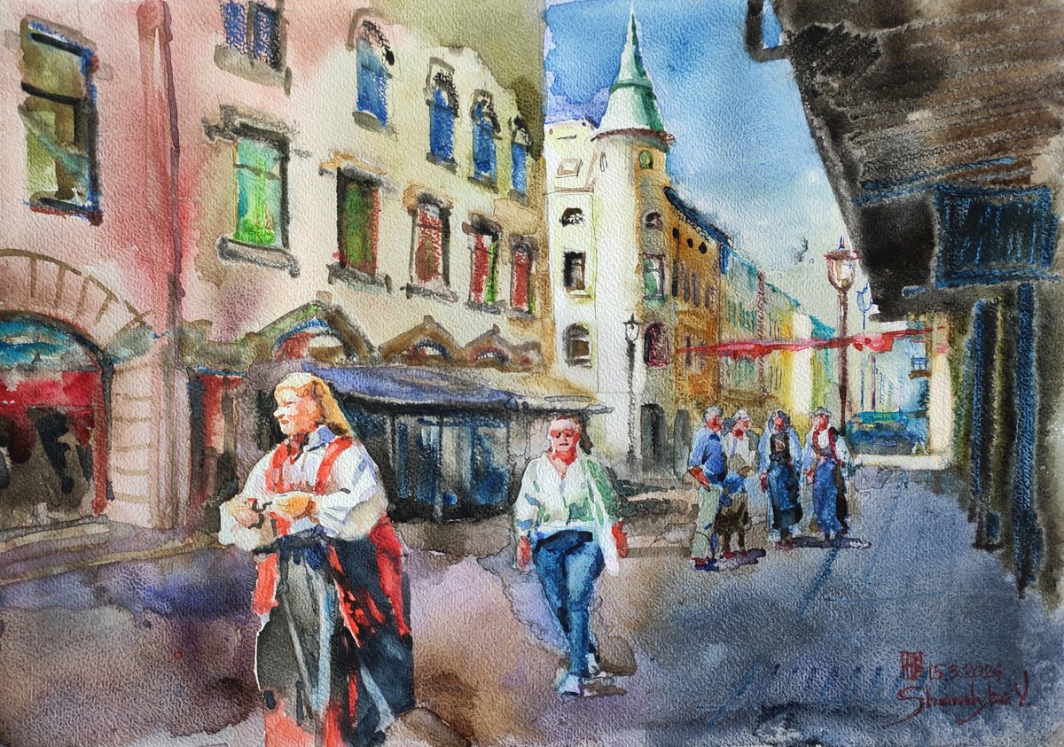 Impressionistic Cityscapes Watercolour By Vladimyr Shandyba, 20 X 16", May 17, Original Artwork