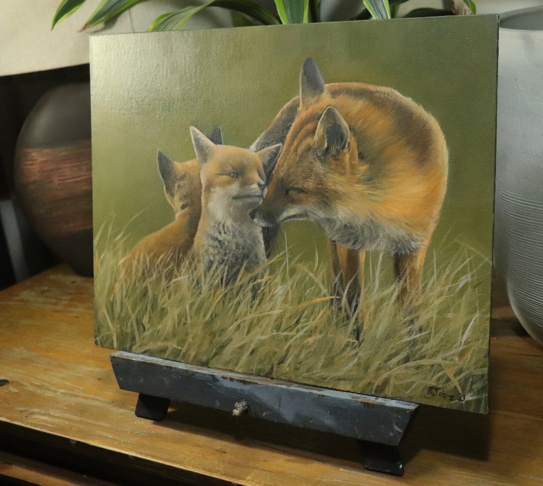 Fox Family Foxes Oil Artwork By Uk Artist Alex Jabore Impressionism Fox Lover Gift Oil Painting By Alex Jabore Paintings And Prints Artfinder