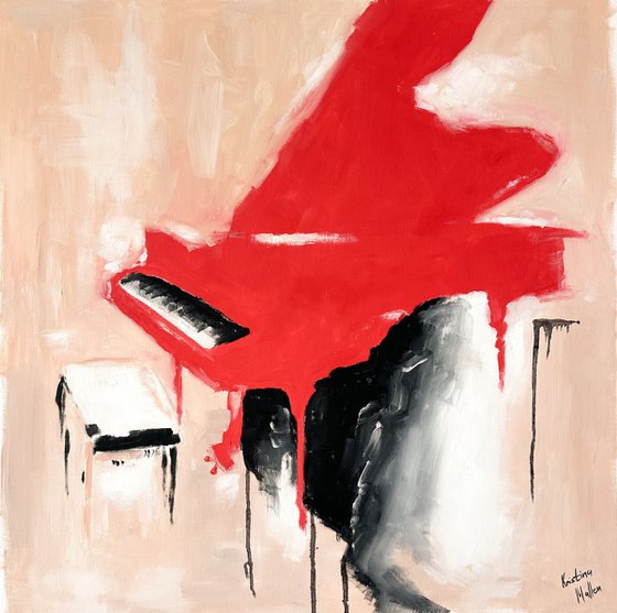 A Red Grand Piano