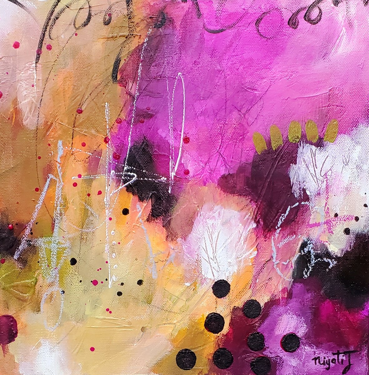 Abstract Acrylic Painting By Niyati Jiwani, 12 X 12", Pop Of Inspiration, Original Artwork