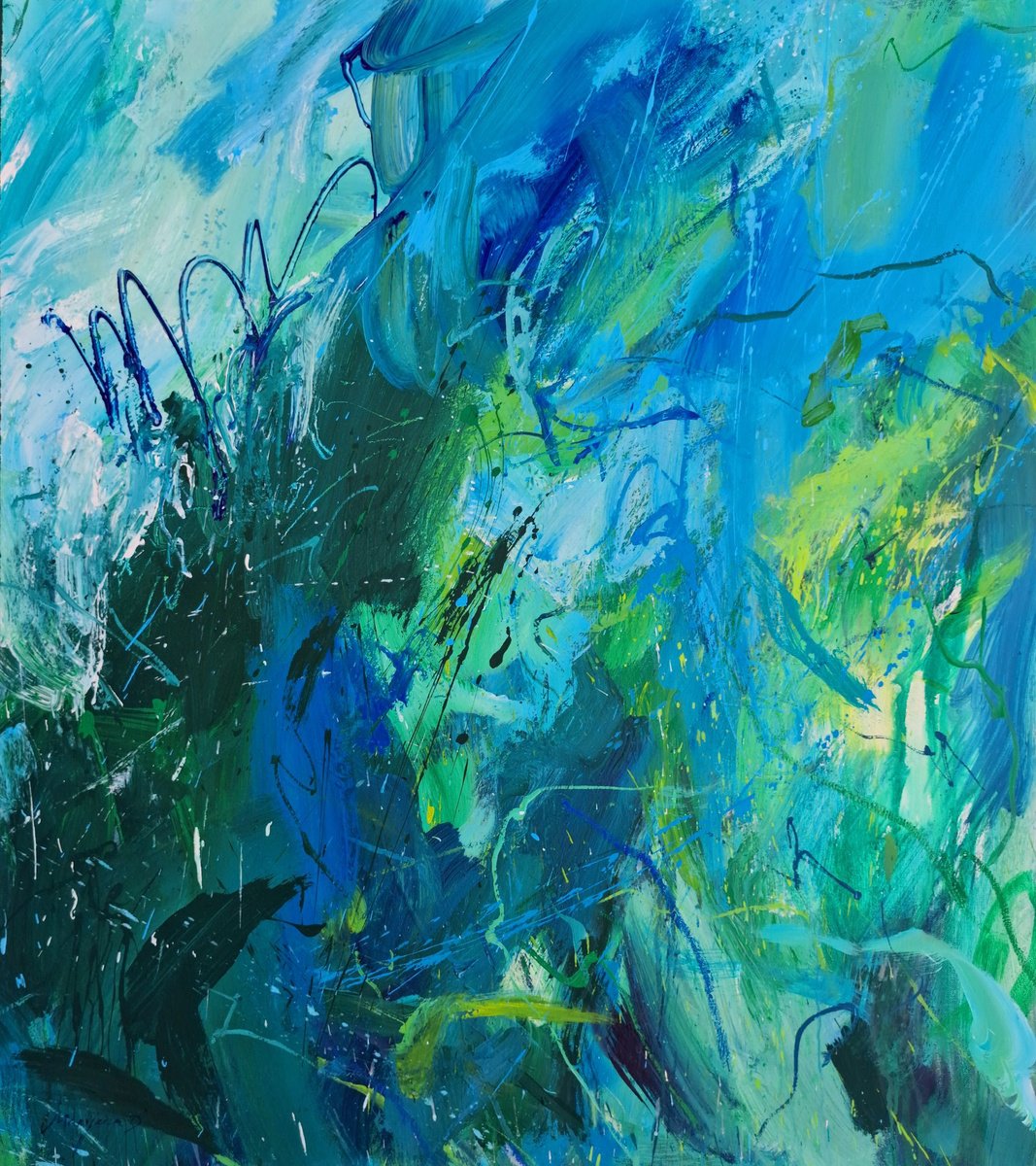 Jungle. Abstract green painting. by Mariana Briukhanova