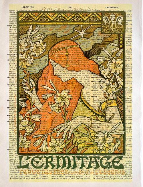 L'Ermitage, revue illustree - Collage Art Print on Large Real English Dictionary Vintage Book Page by Jakub DK - JAKUB D KRZEWNIAK