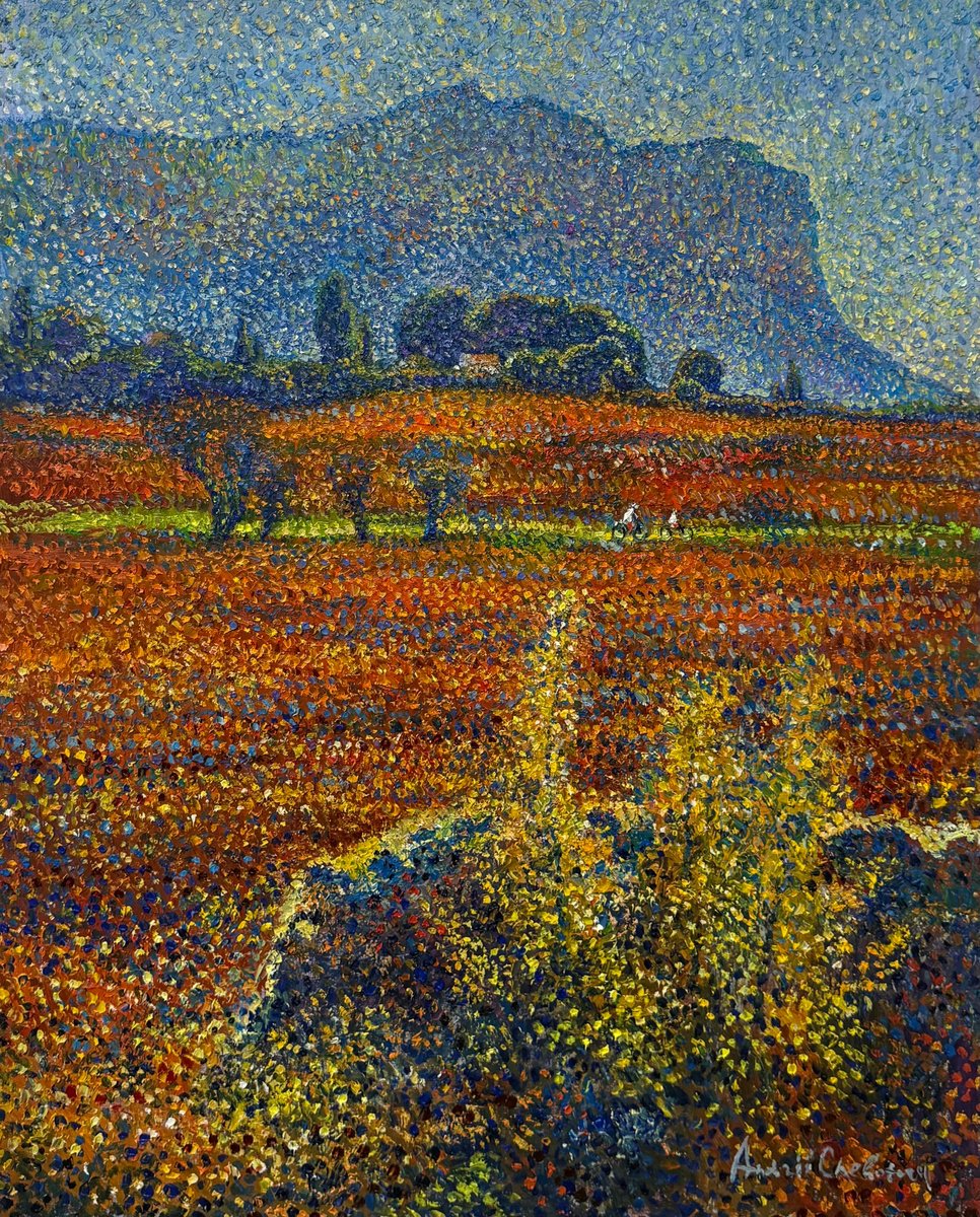 Impressionistic Landscape Oil Painting By Andrii Chebotaru, 26 X 31, Summer In Provence, Original Artwork