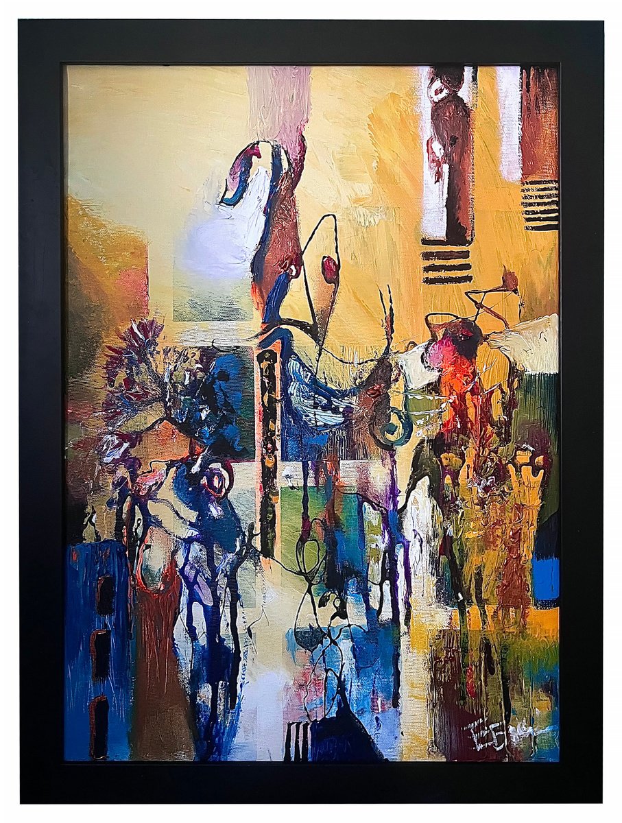 Abstract Oil Painting By Eleonora Bakalova, 16 X 20, Behind The Facade, Original Artwork