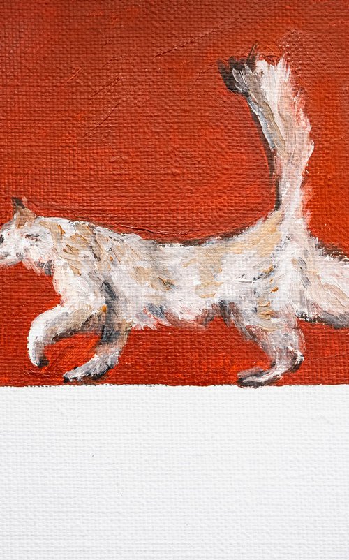 White Cat on Red by VICTO