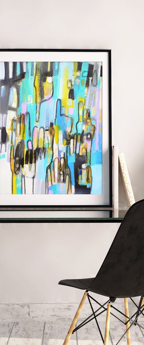 How many fingers am I holding up (semi abstract painting) by Carolynne Coulson