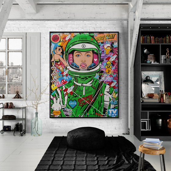 Lime Cadet 120cm x 150cm Textured Urban Pop Art