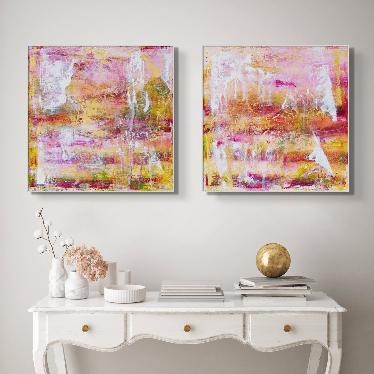 Sunset in Rome - Diptych (30x60 cm) by Elide Pizzini