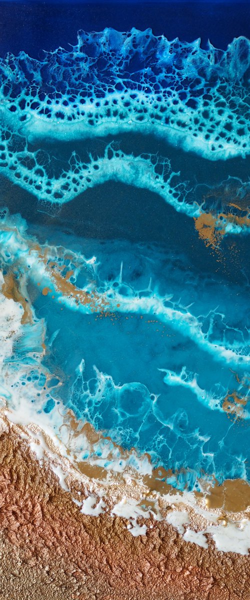 Tropical beach - original seascape epoxy resin by Delnara El