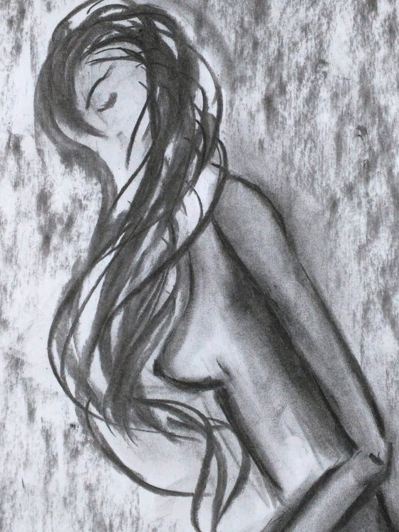 Woman Nude charcoal artwork