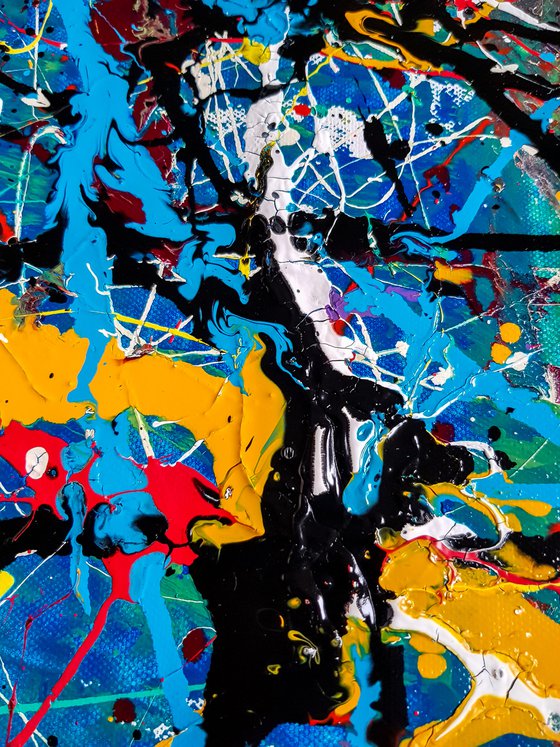 - Separita - (W)120x(H)106 cm. Style of JACKSON POLLOCK. Abstract Expressionism Painting