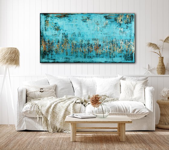 LAKE PUKAKI - 100 x 180 CM - TEXTURED ACRYLIC PAINTING ON CANVAS * XXL SIZE