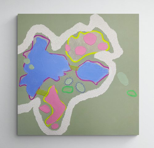 ''MOLECULA'' - texture abstract art, green abstract painting, modern abstract art by Anna Prykhodko