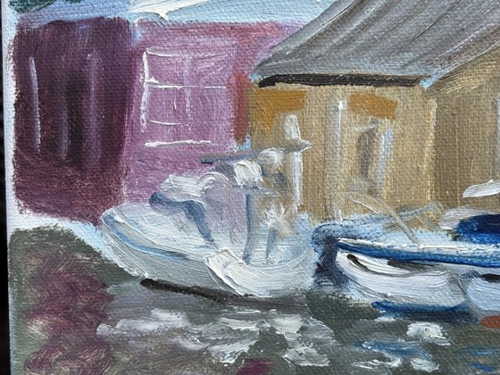 Boats in Zandpol, The Netherlands. Plain air