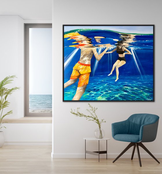 Large underwater painting 100-120cm