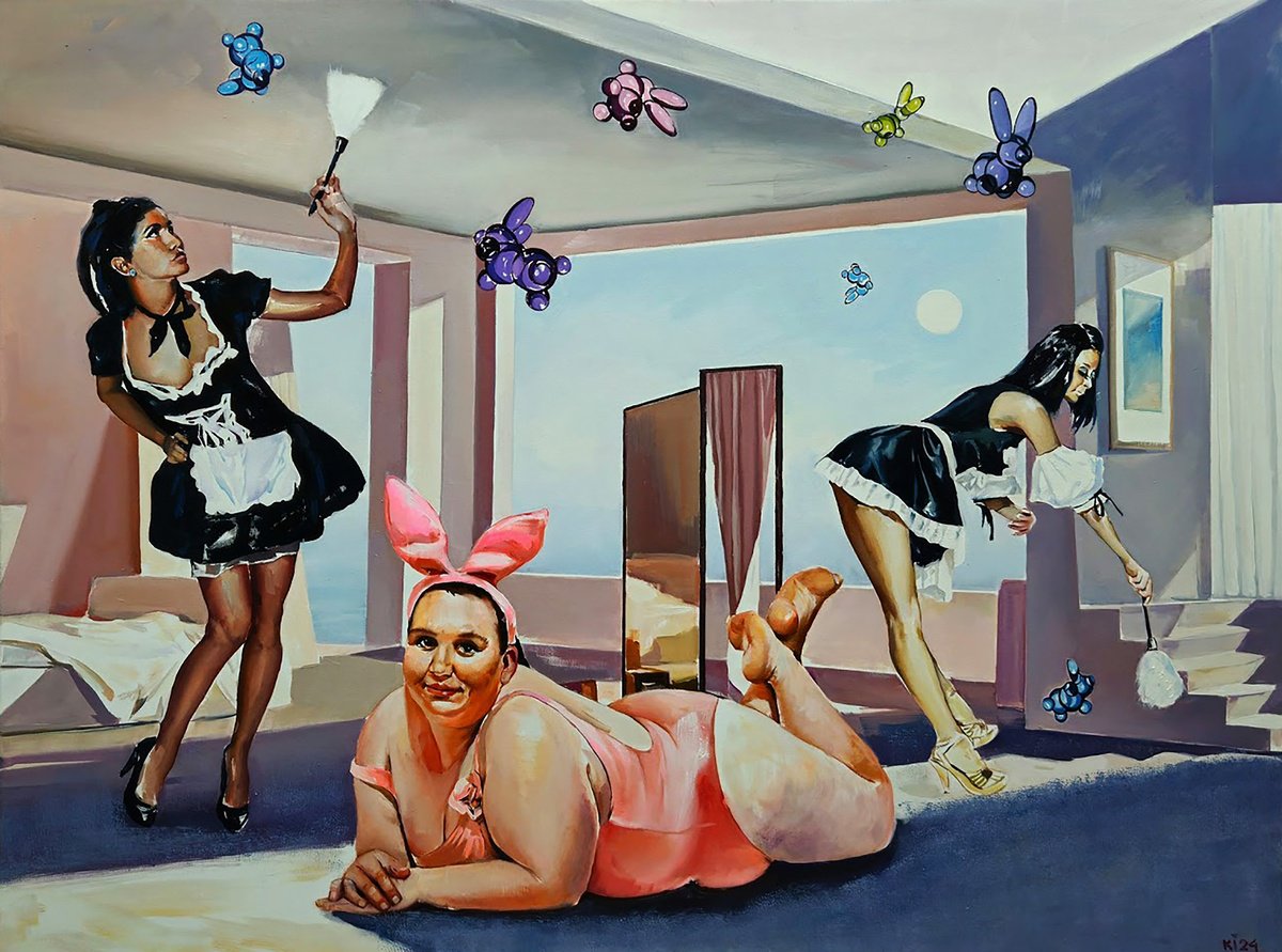Urban And Pop Oil Painting , The Mistress Of The House By Igor Konovalov, 47 X 35, Artwork For Sale On Artfinder