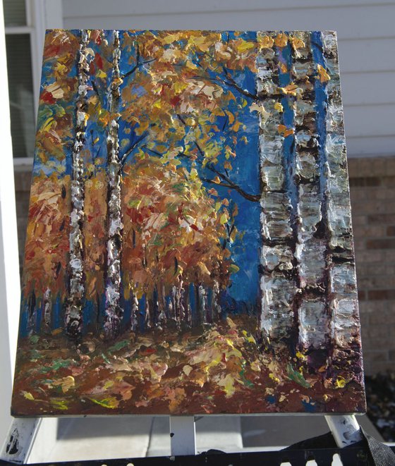 Enchanting Forest: Birch and Aspen Trees  with Palette Knife