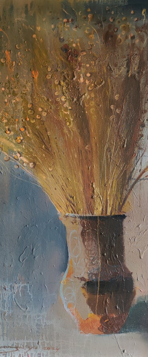 Flax in a jug by Pavlo Makedonskyi