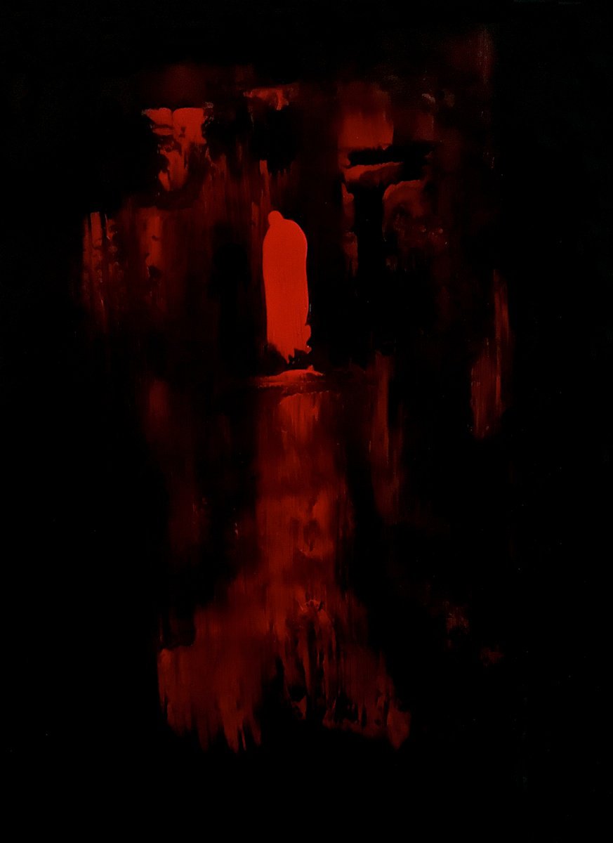 Expressive Abstract Acrylic Painting By Newel Hunter, 18 X 24", Apparition, Original Artwork