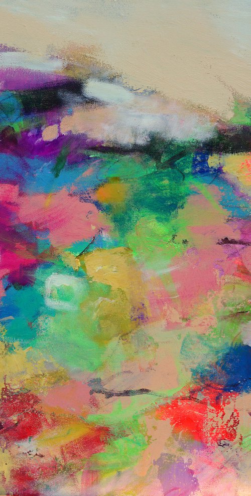 Renewal 24x20" Cheerful Colors Abstract Expressionist Original Painting by Kerri McCabe